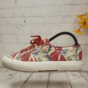 Superga Floral Sneaker Red & Blue Men's Size 7.5 Womens Size 9